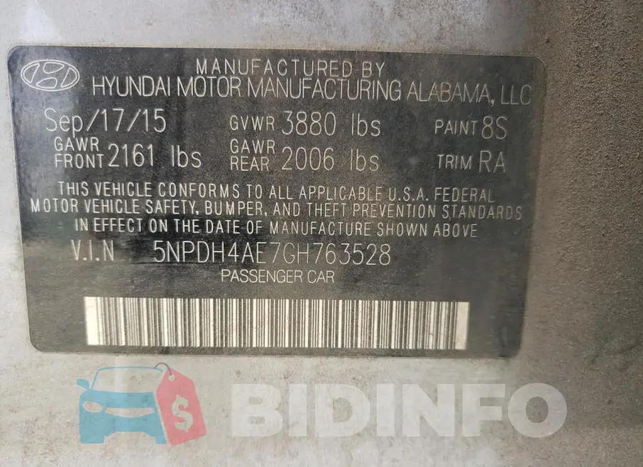 5NPDH4AE7GH763528 Photo# 12