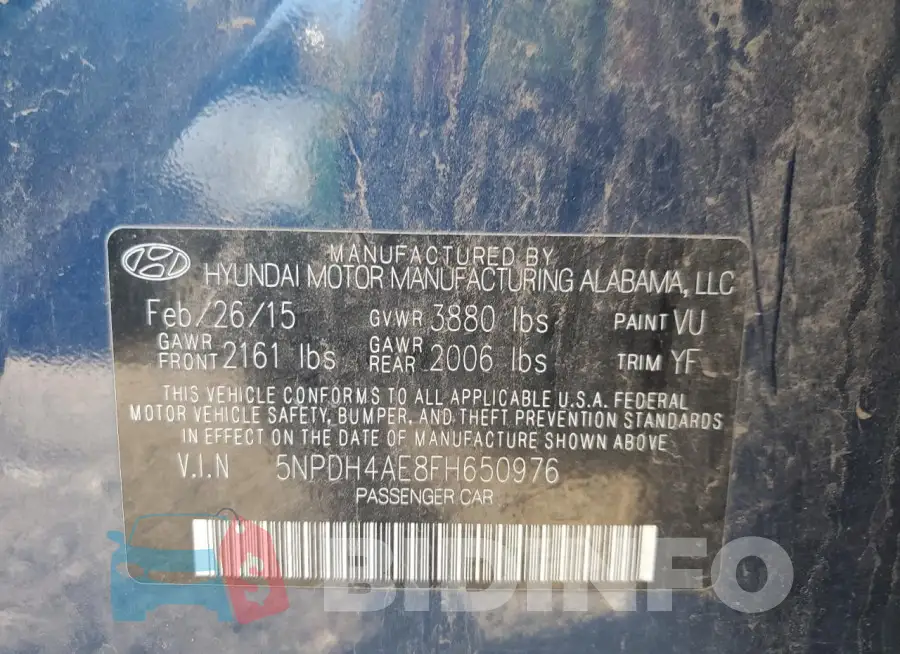5NPDH4AE8FH650976 Photo# 13