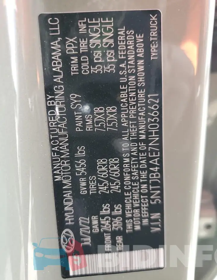 5NTJB4AE7NH036621 Photo# 12