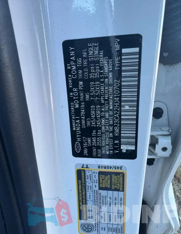 KM8J3CA22HU410702 Photo# 10