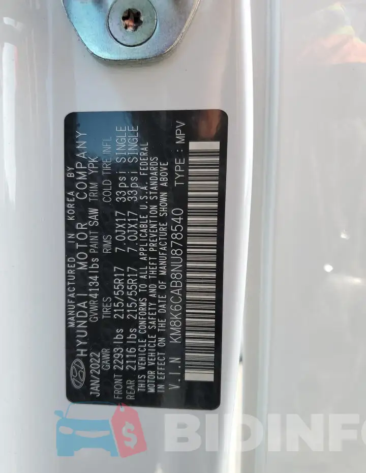 KM8K6CAB8NU878540 Photo# 13