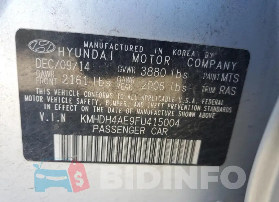 KMHDH4AE9FU415004 Photo# 12