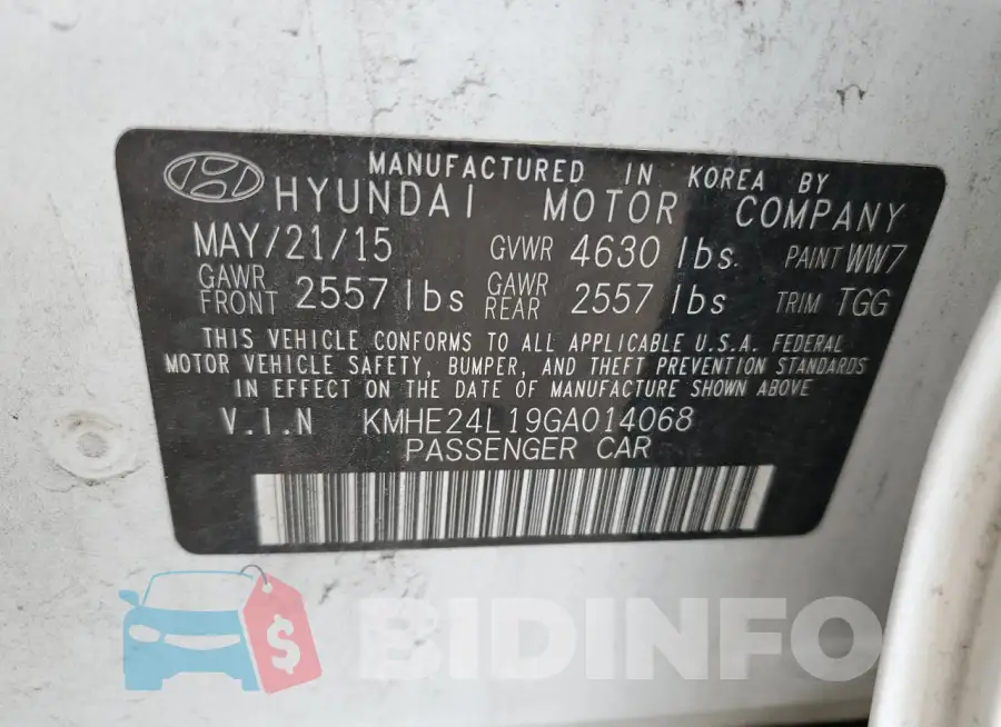 KMHE24L19GA014068 Photo# 12