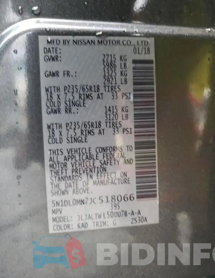 5N1DL0MN7JC518066 Photo# 13