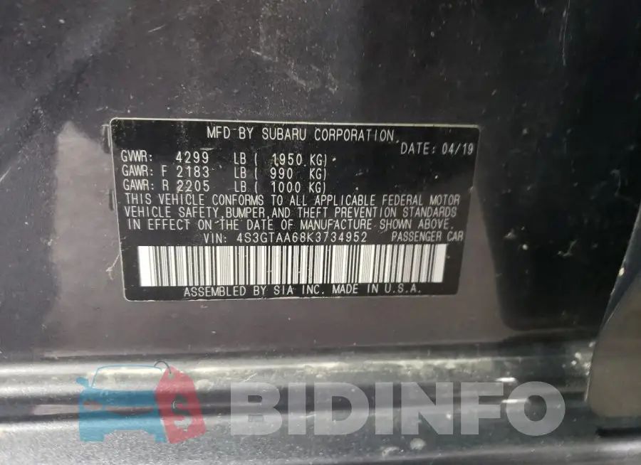 4S3GTAA68K3734952 Photo# 12
