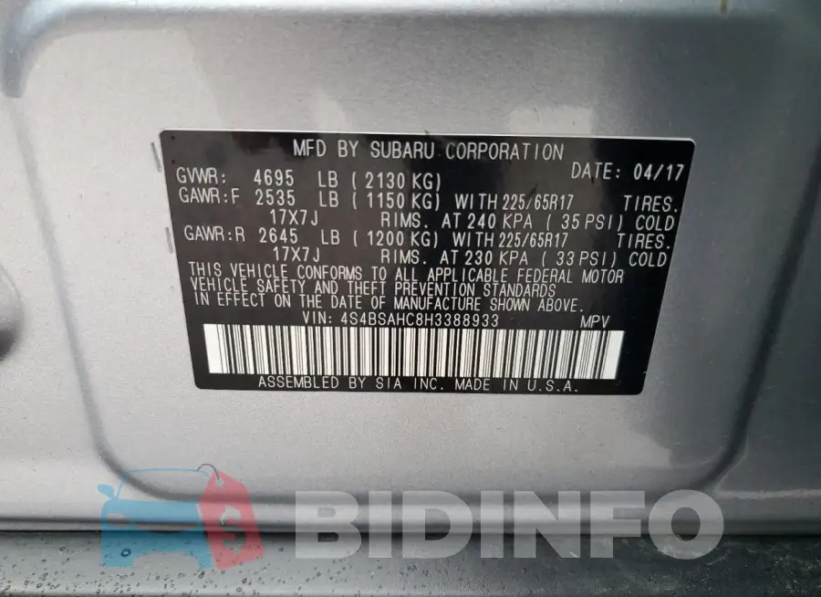 4S4BSAHC8H3388933 Photo# 13