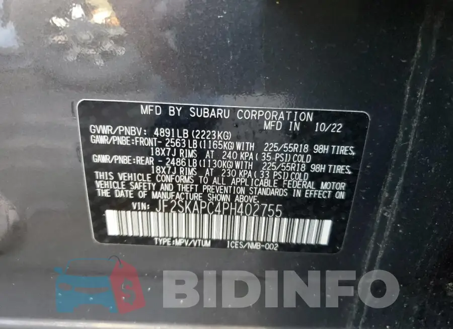 JF2SKAPC4PH402755 Photo# 12