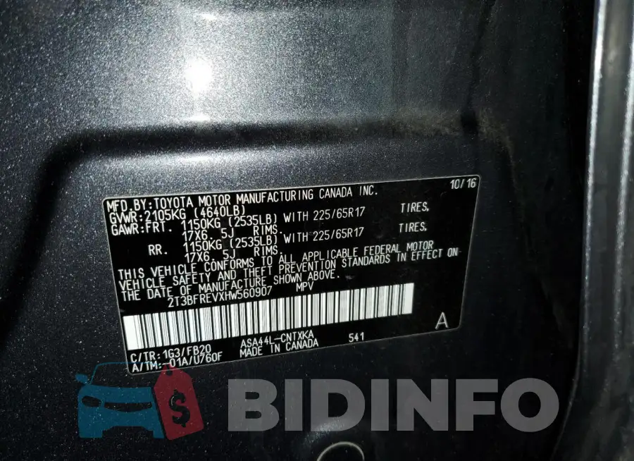 2T3BFREVXHW560907 Photo# 14