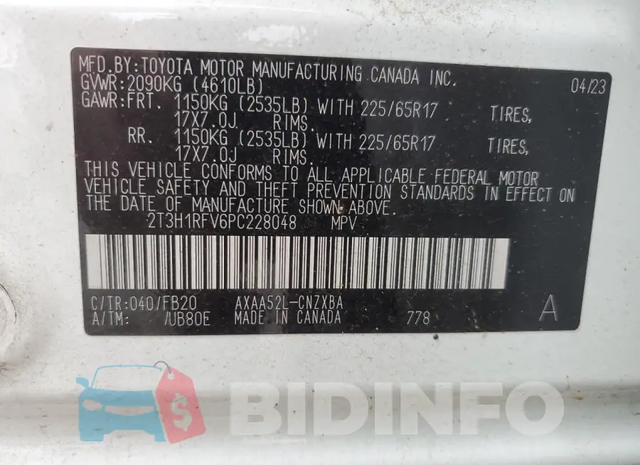 2T3H1RFV6PC228048 Photo# 14