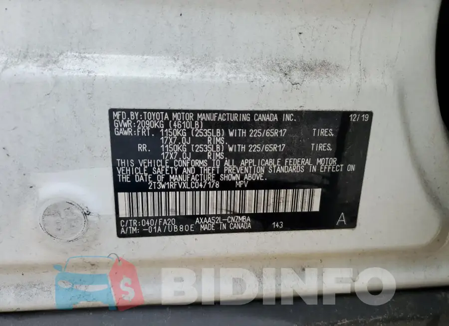 2T3W1RFVXLC047178 Photo# 12