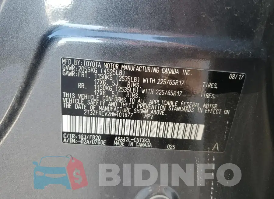 2T3ZFREV2HW401877 Photo# 13