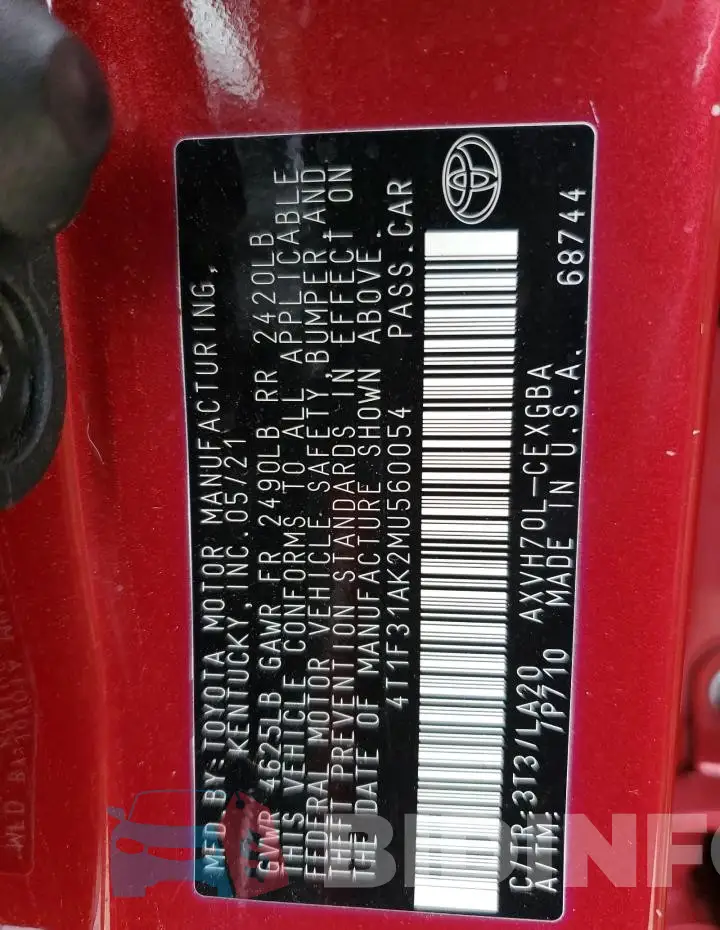 4T1F31AK2MU560054 Photo# 12