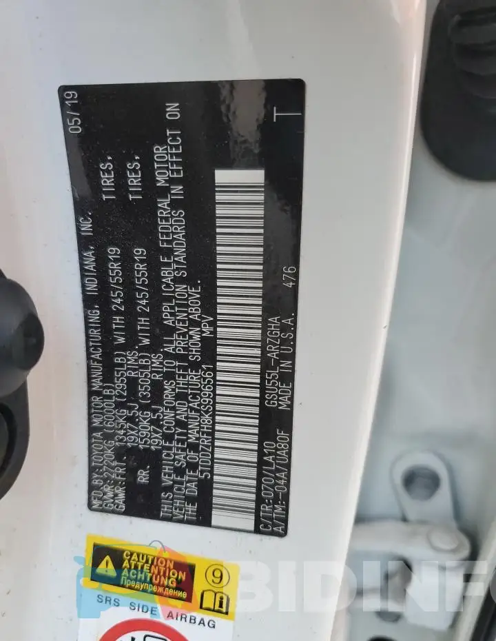 5TDDZRFH8KS996561 Photo# 14