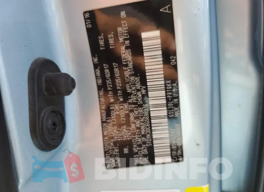 5TDYK3DC6GS698916 Photo# 13