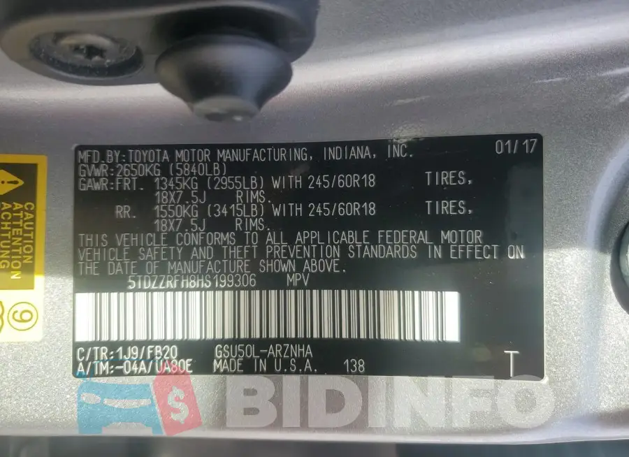 5TDZZRFH8HS199306 Photo# 14