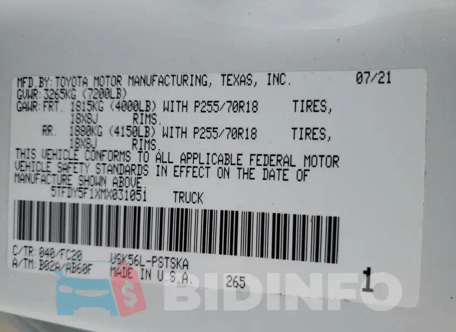 5TFDY5F1XMX031051 Photo# 12