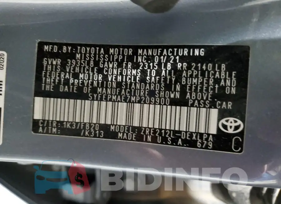 5YFEPMAE7MP209900 Photo# 12