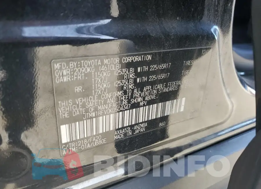 JTMW1RFV0KD504347 Photo# 14