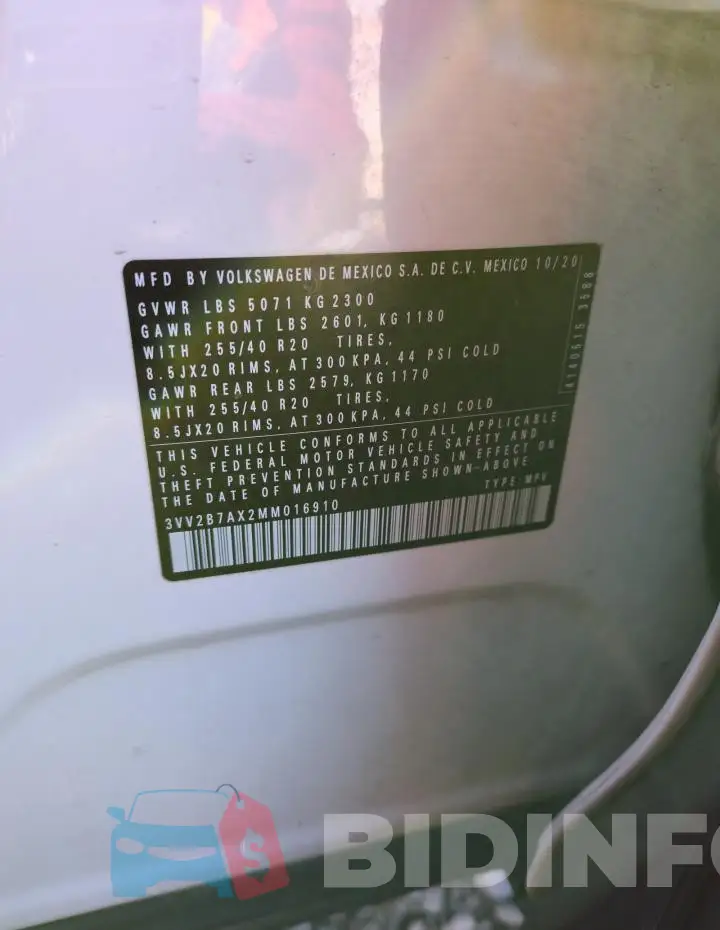 3VV2B7AX2MM016910 Photo# 13