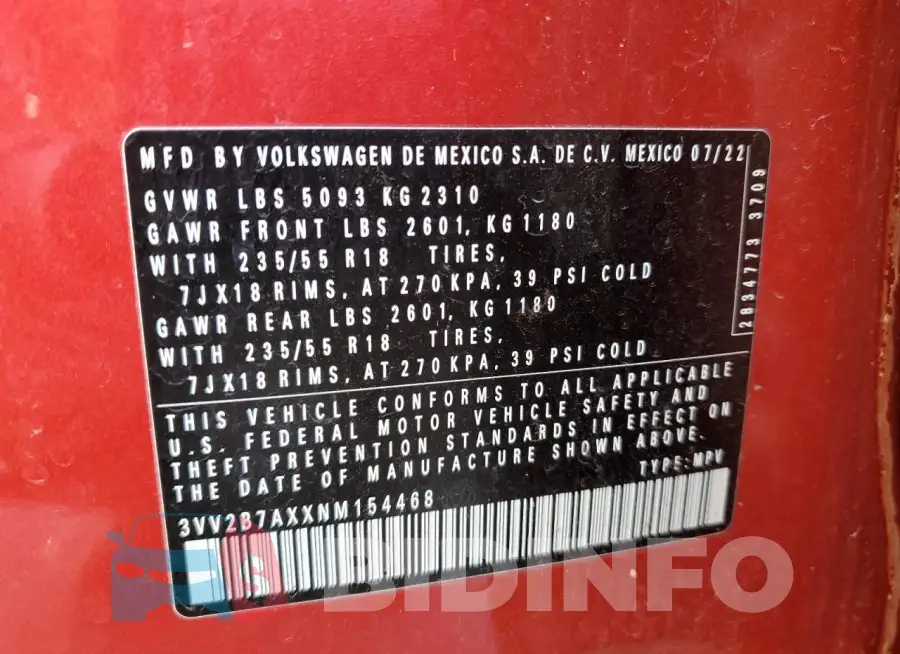 3VV2B7AXXNM154468 Photo# 12