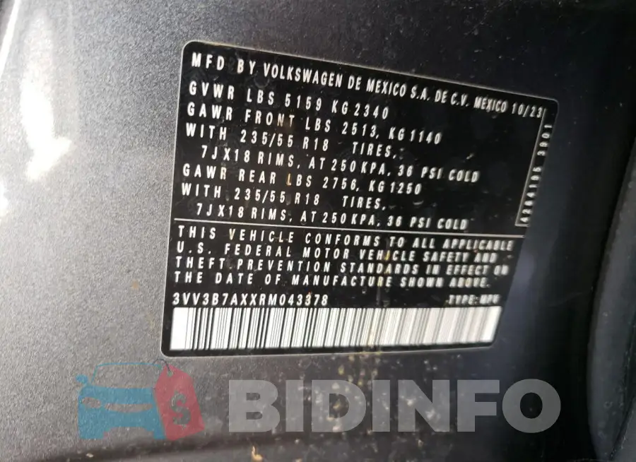 3VV3B7AXXRM043378 Photo# 13