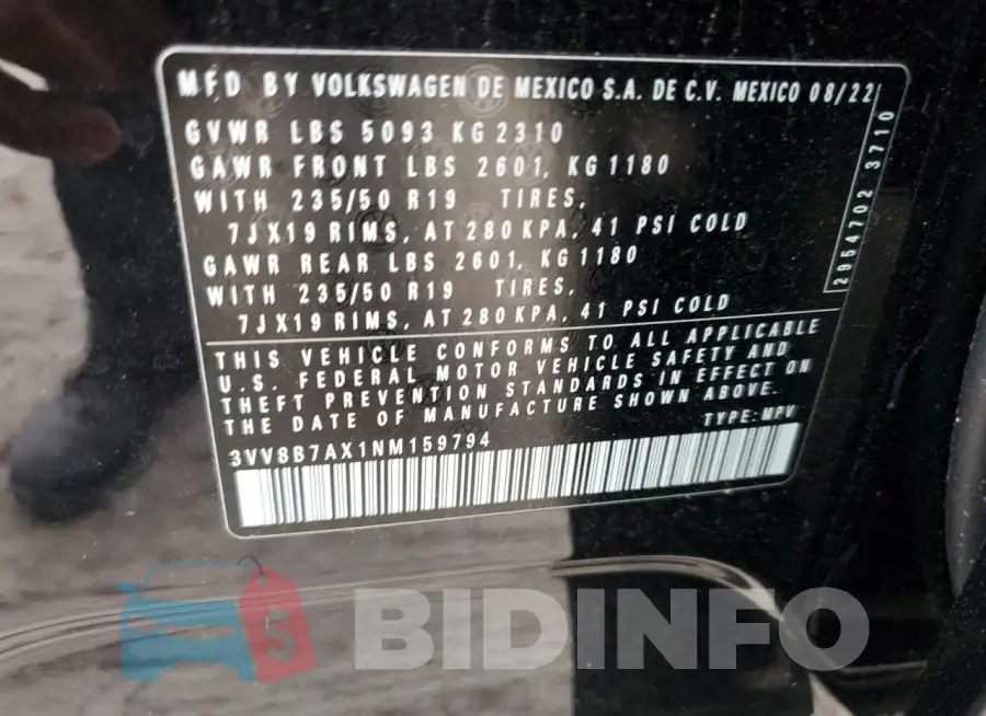 3VV8B7AX1NM159794 Photo# 14