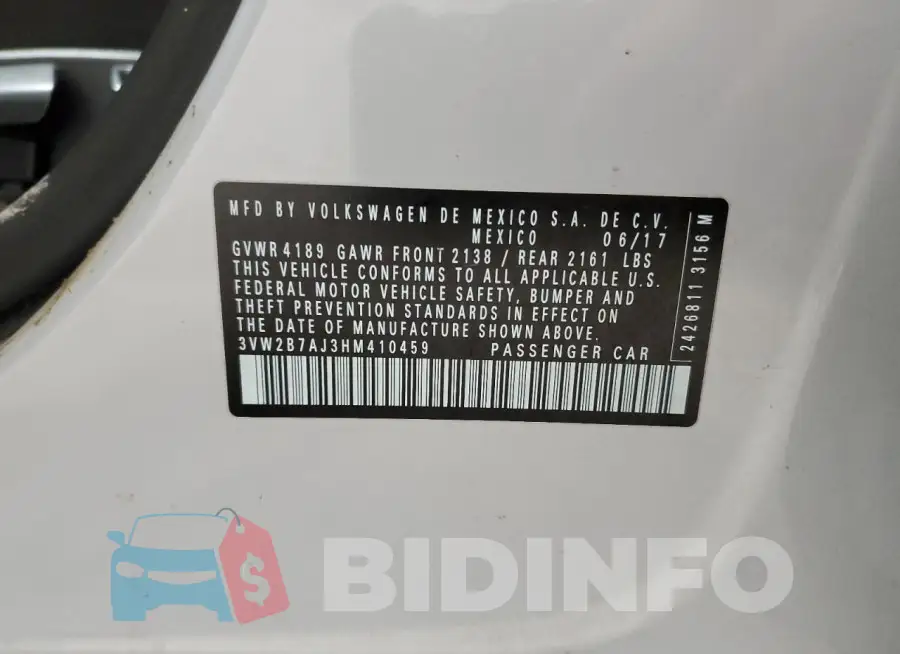 3VW2B7AJ3HM410459 Photo# 12