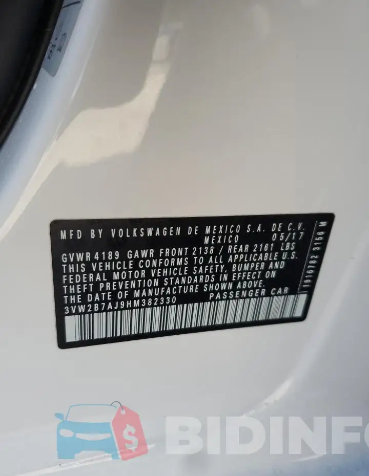3VW2B7AJ9HM382330 Photo# 12