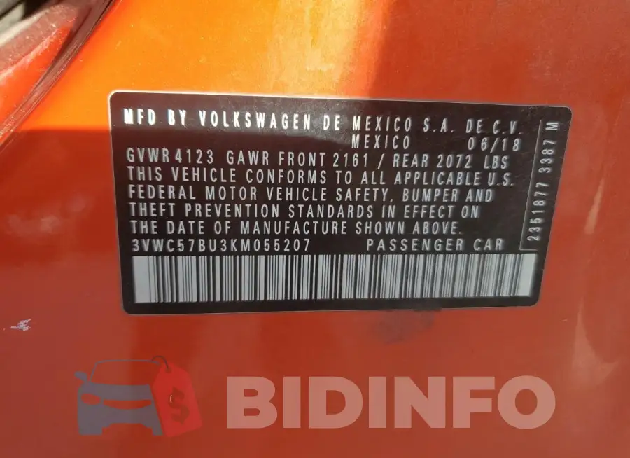 3VWC57BU3KM055207 Photo# 12
