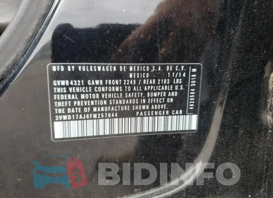 3VWD17AJ6FM257844 Photo# 12
