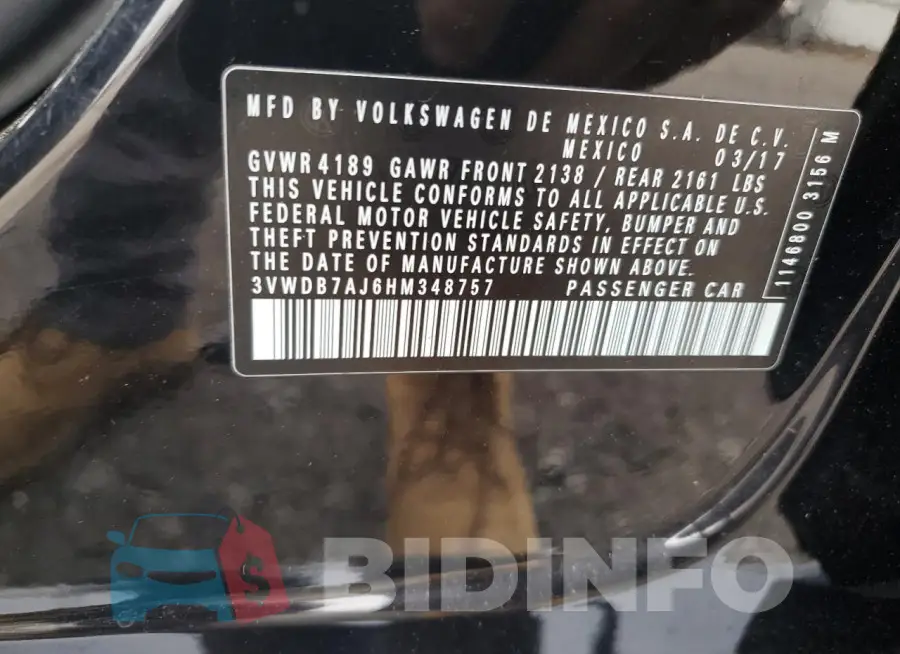 3VWDB7AJ6HM348757 Photo# 12
