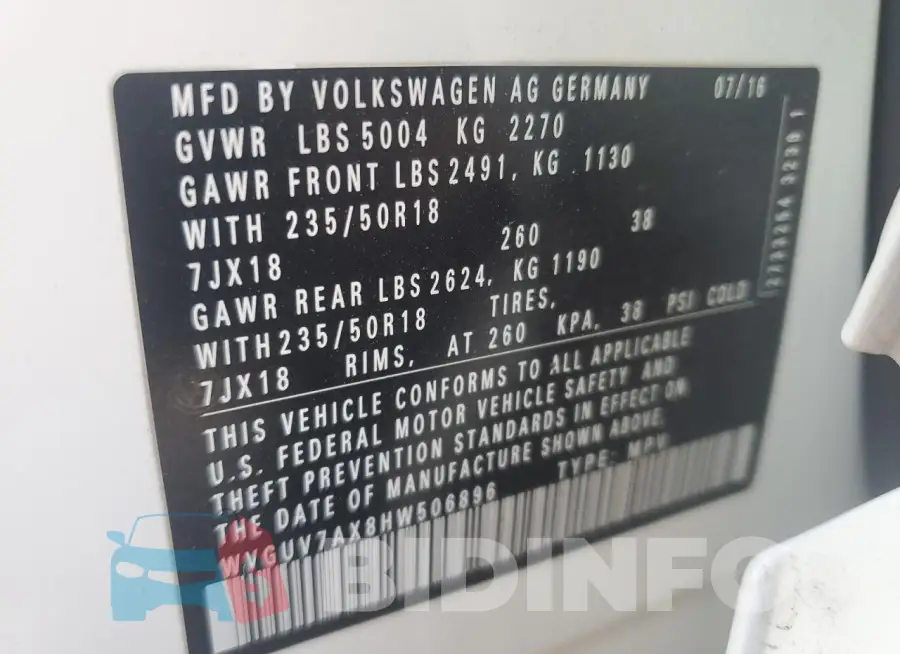 WVGUV7AX8HW506896 Photo# 14