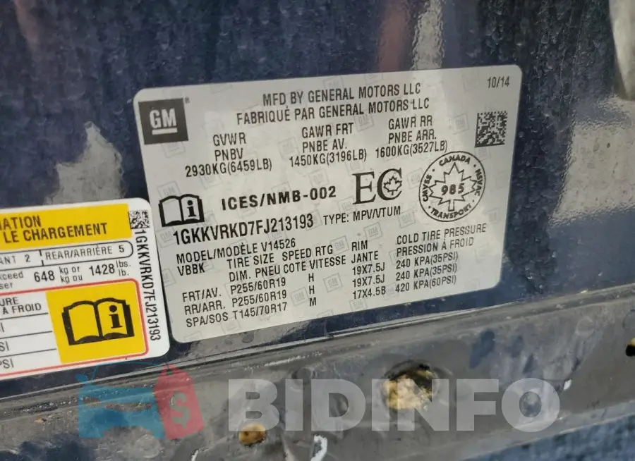1GKKVRKD7FJ213193 Photo# 14