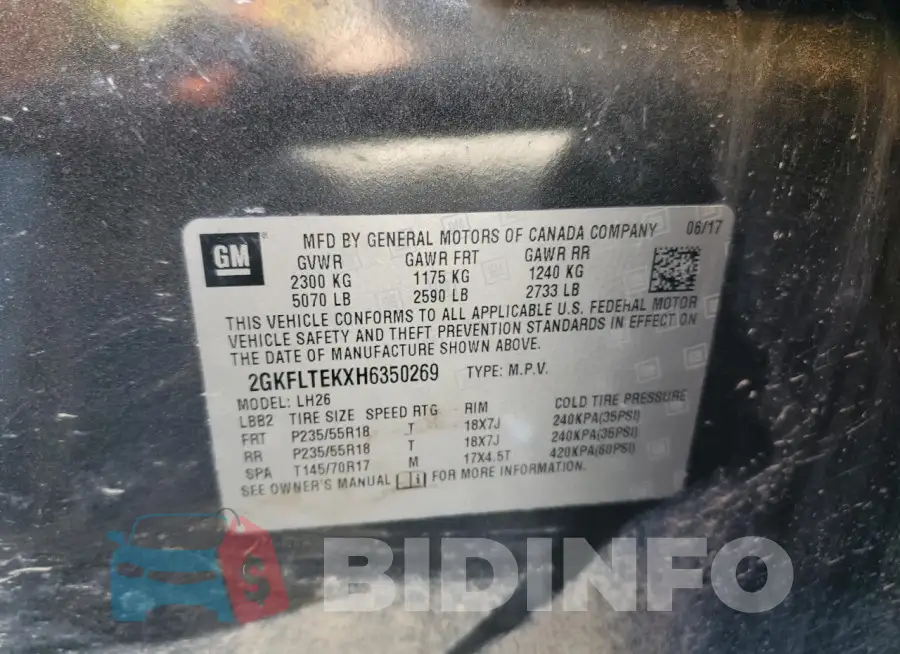 2GKFLTEKXH6350269 Photo# 14