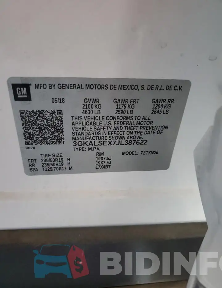 3GKALSEX7JL387622 Photo# 12