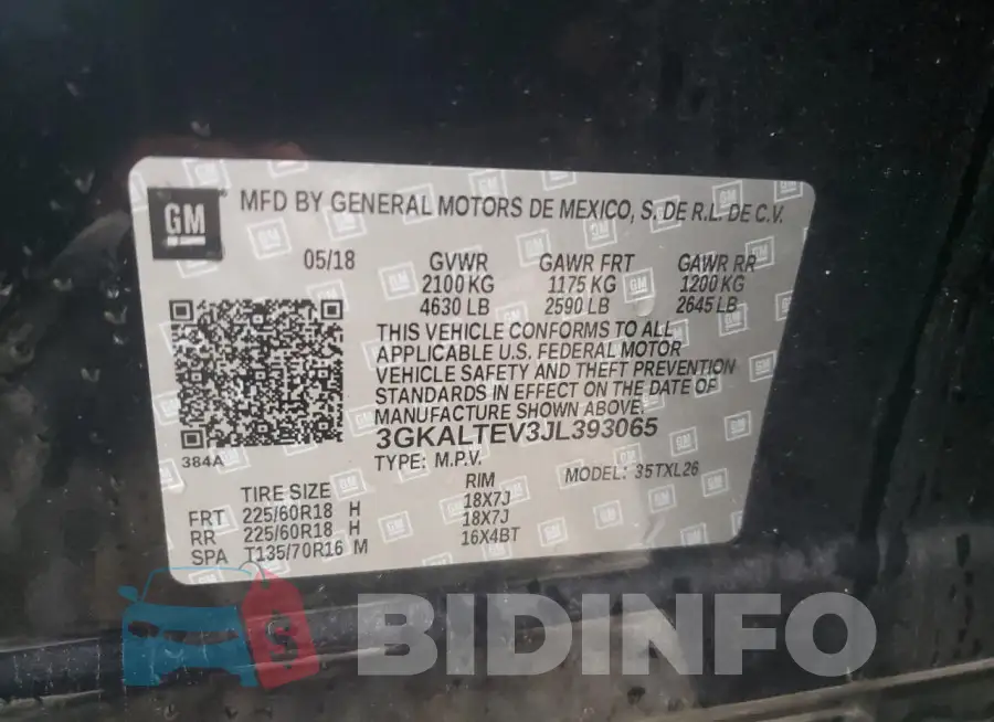 3GKALTEV3JL393065 Photo# 13