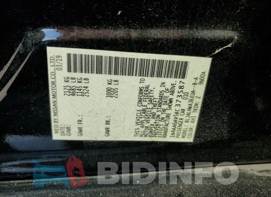 1N4AA6AV5KC373587 Photo# 12