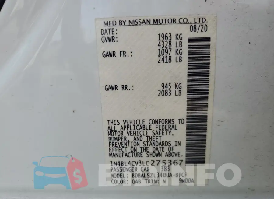 1N4BL4CV3LC275367 Photo# 13