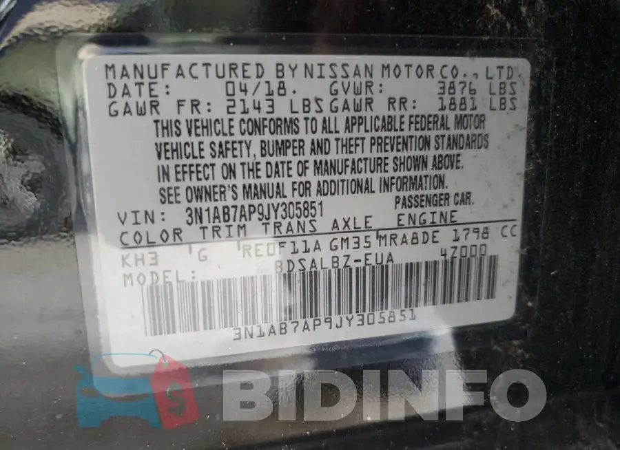 3N1AB7AP9JY305851 Photo# 13