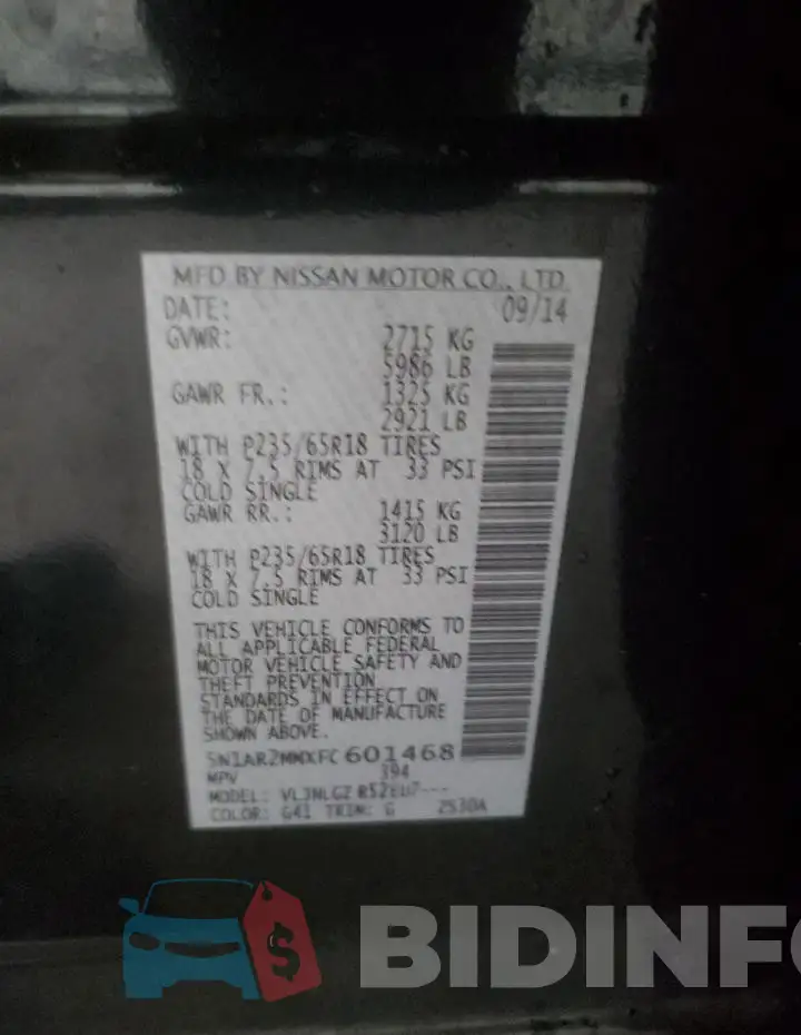 5N1AR2MMXFC601468 Photo# 13