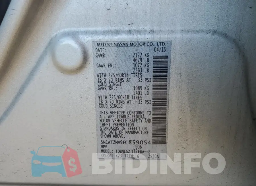 5N1AT2MV9FC859054 Photo# 13