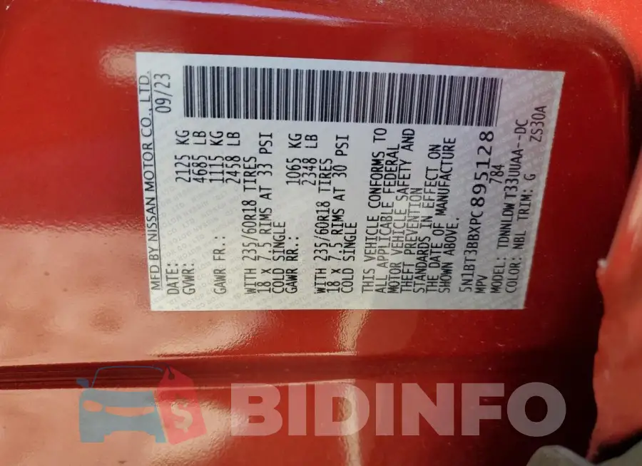 5N1BT3BBXPC895128 Photo# 13