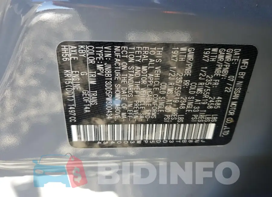 JN8BT3DD5PW300434 Photo# 13