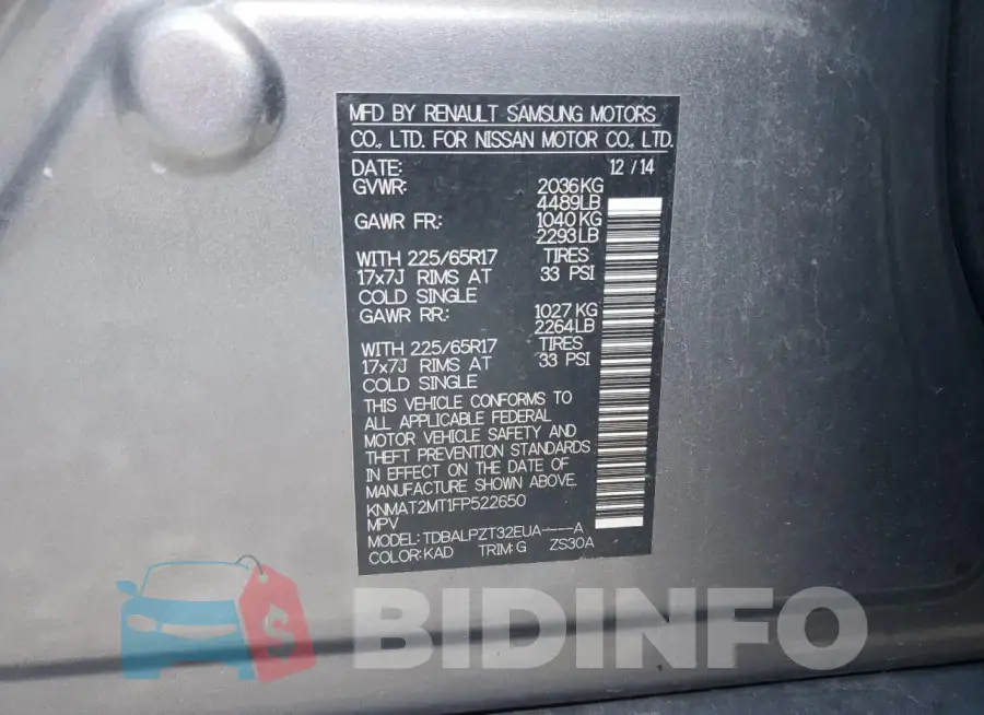 KNMAT2MT1FP522650 Photo# 12