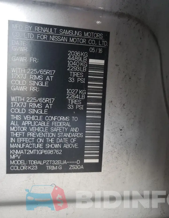 KNMAT2MT1GP698762 Photo# 13