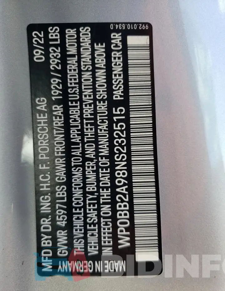 WP0BB2A98NS232515 Photo# 12