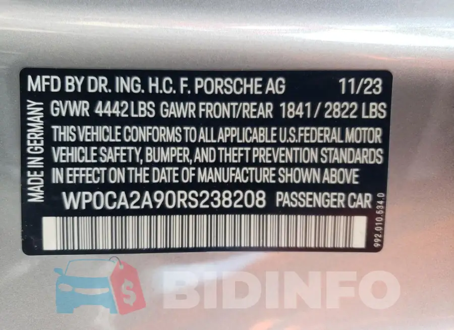 WP0CA2A90RS238208 Photo# 12