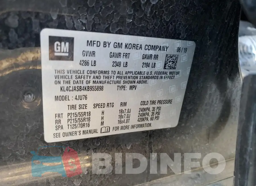KL4CJASB4KB955898 Photo# 13