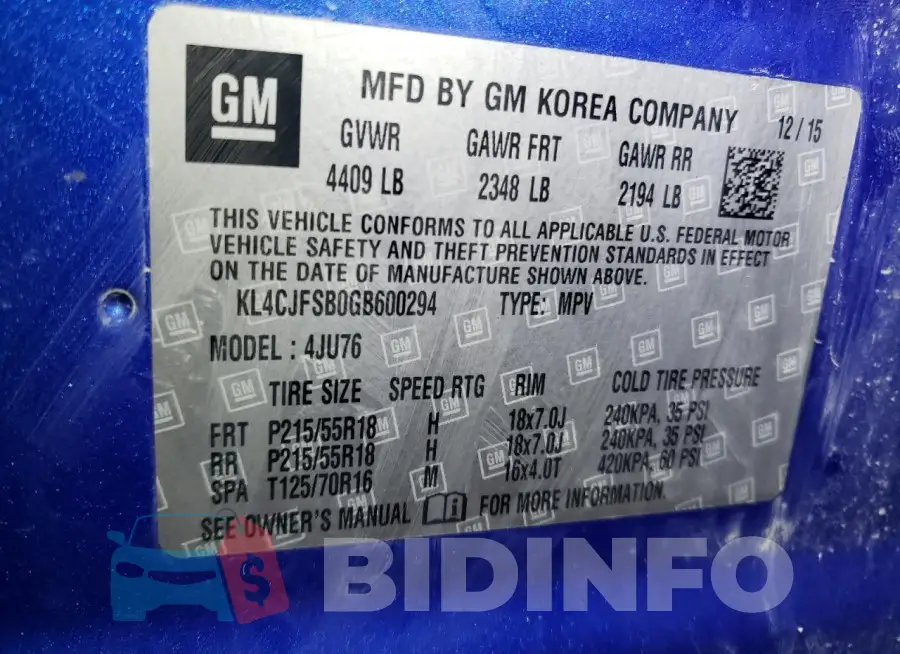 KL4CJFSB0GB600294 Photo# 13