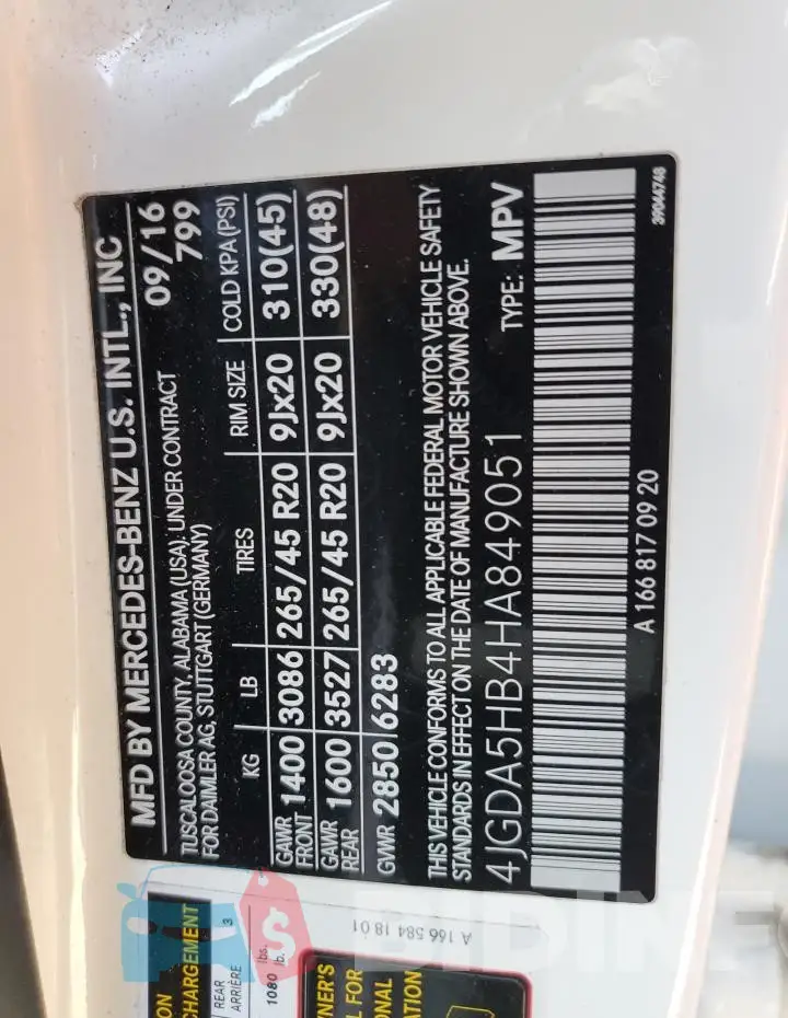 4JGDA5HB4HA849051 Photo# 14